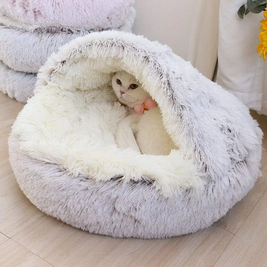 Cozy Haven Plush Pet Bed: 2-in-1 Nest for Cats & Small Dogs